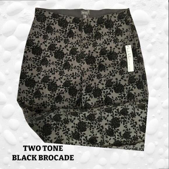 👖 Nicole Miller New York Stretch Black Brocade Pull On Baggy Pants - XL - NWT - Picture 4 of 4